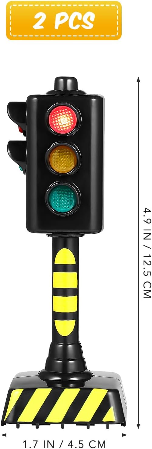 STOBOK 2 semáforos de juguete para niños, mini modelo de semáforo, escena de carretera realista para que los niños aprendan las reglas de tráfico, juguete educativo