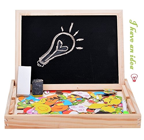 Fidtoy Wooden Magnetic Drawing Board Puzzle Toy for Kids Double-Sided Creative Activity Board Age 3+