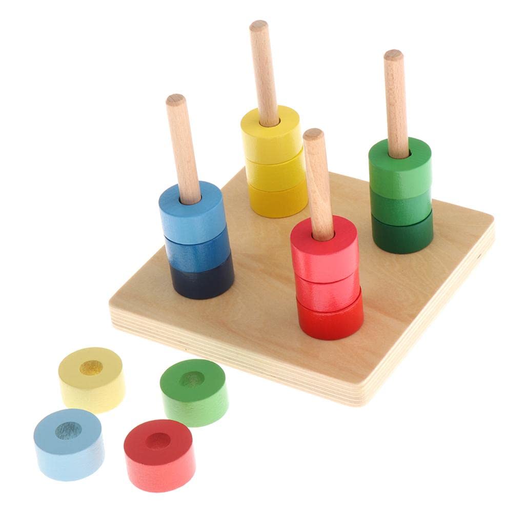 Fidtoy Montessori Cercles Colorés – Jouet de Tri Formes et Couleurs en Bois pour Tout-petits