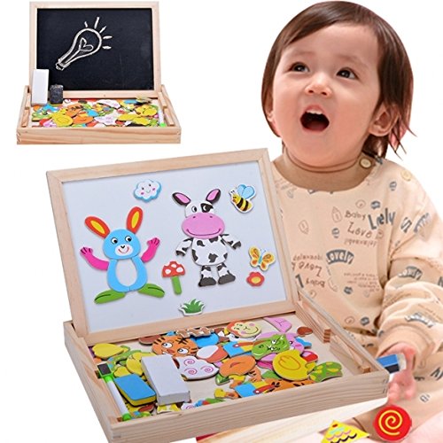 Puzzle en bois multifonctionnel avec panneau de saveurs et tableau créatif