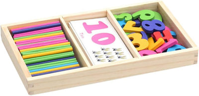 Fidtoy Jouet en bois bâtonnets de comptage mathématiques Montessori Kit d'apprentissage des nombres pour les enfants d'âge préscolaire