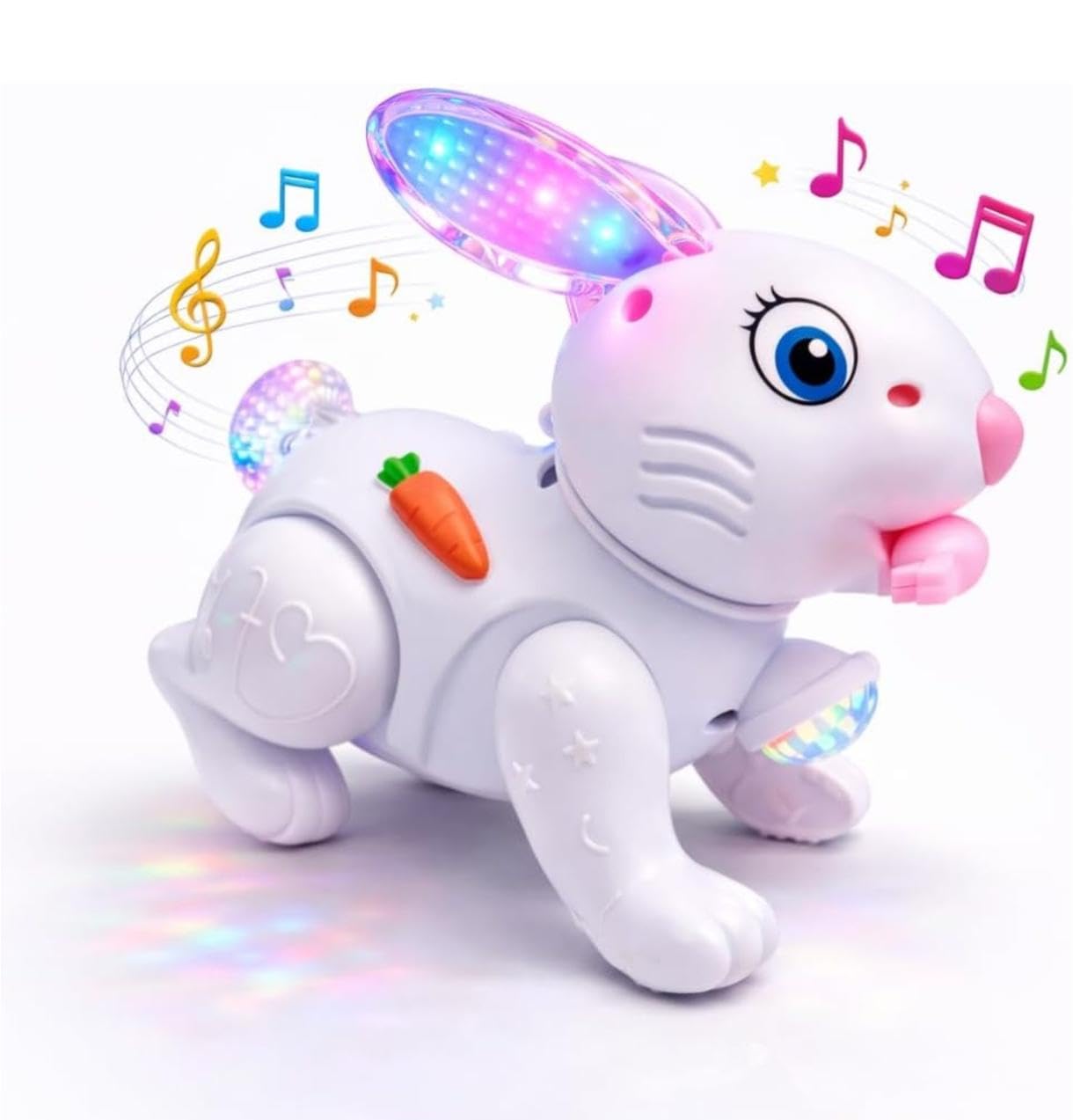 Lapin musical Fidtoy avec lumières, sons et fonction de saut
