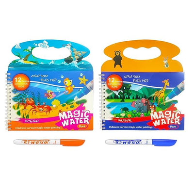 Fidtoy Magic Water Book - Actividad de colorear reutilizable de animales para niños de 3+ años