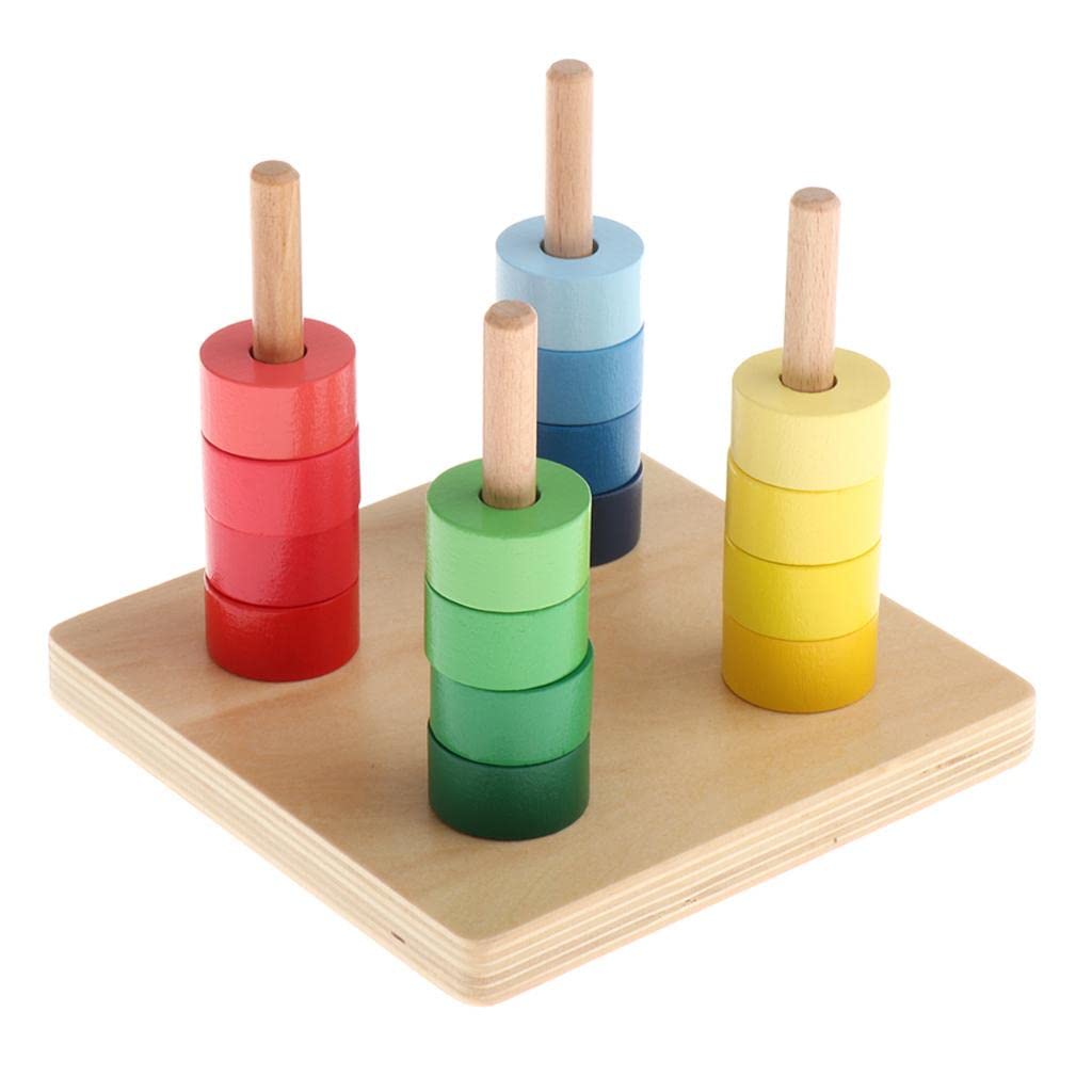 Fidtoy Montessori Cercles Colorés – Jouet de Tri Formes et Couleurs en Bois pour Tout-petits