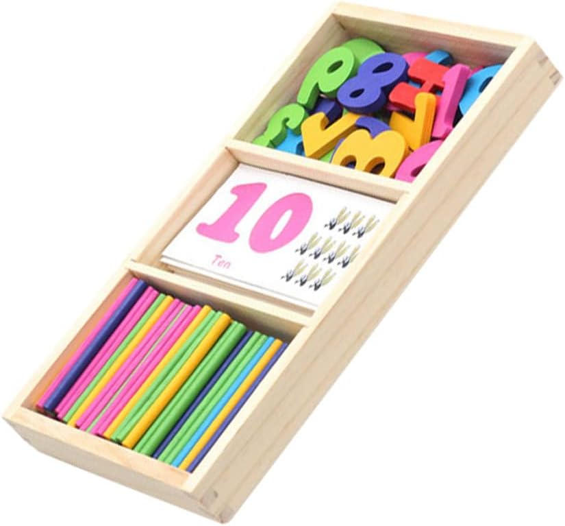 Fidtoy Jouet en bois bâtonnets de comptage mathématiques Montessori Kit d'apprentissage des nombres pour les enfants d'âge préscolaire