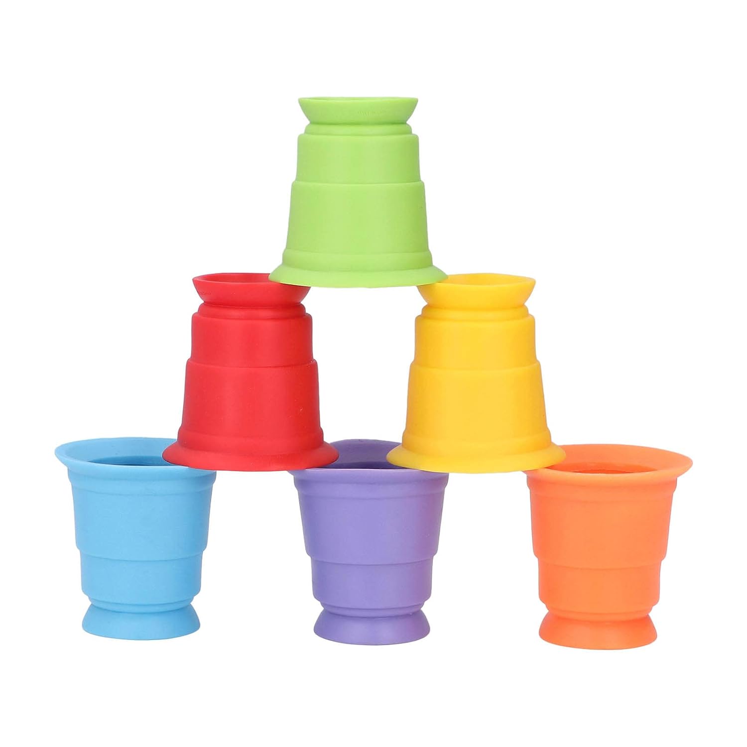 Fidtoy Colorful Soft Rubber Stacking Cups 6-Piece Baby Bath Toy for Early Learning