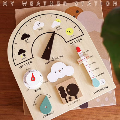 Fidtoy Station Météo en Bois pour Enfants – Apprentissage Climatique Montessori & Interaction Parent-Enfant