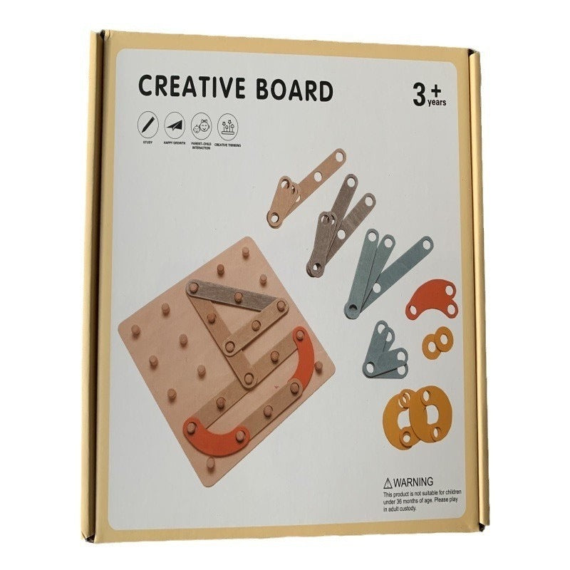 Montessori Tablero de Geometría de Madera con Clavos de Patrones de Formas de Juguete