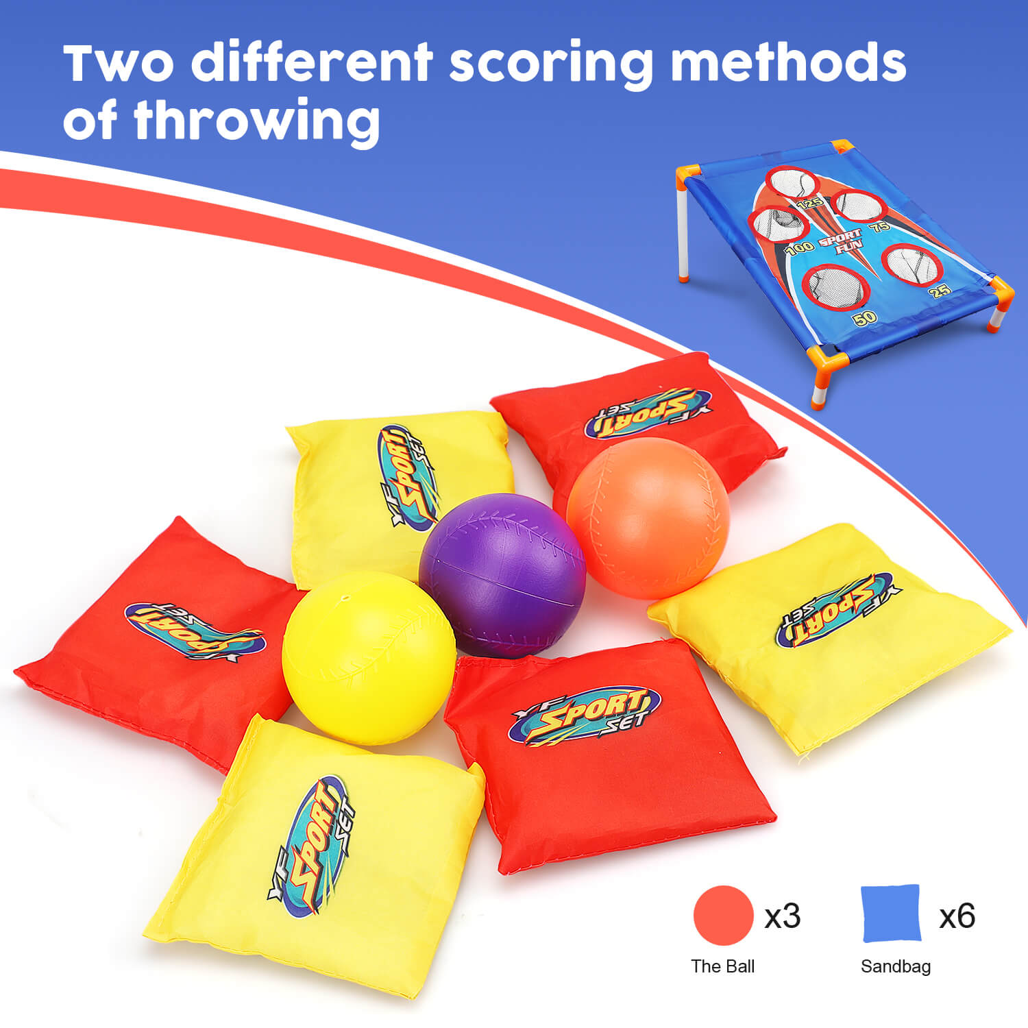 Fidtoy Portable Corn Hole Toss Game Set for Kids Indoor Outdoor Play