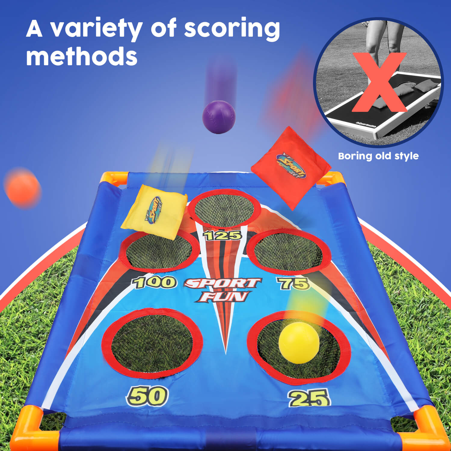 Fidtoy Portable Corn Hole Toss Game Set for Kids Indoor Outdoor Play