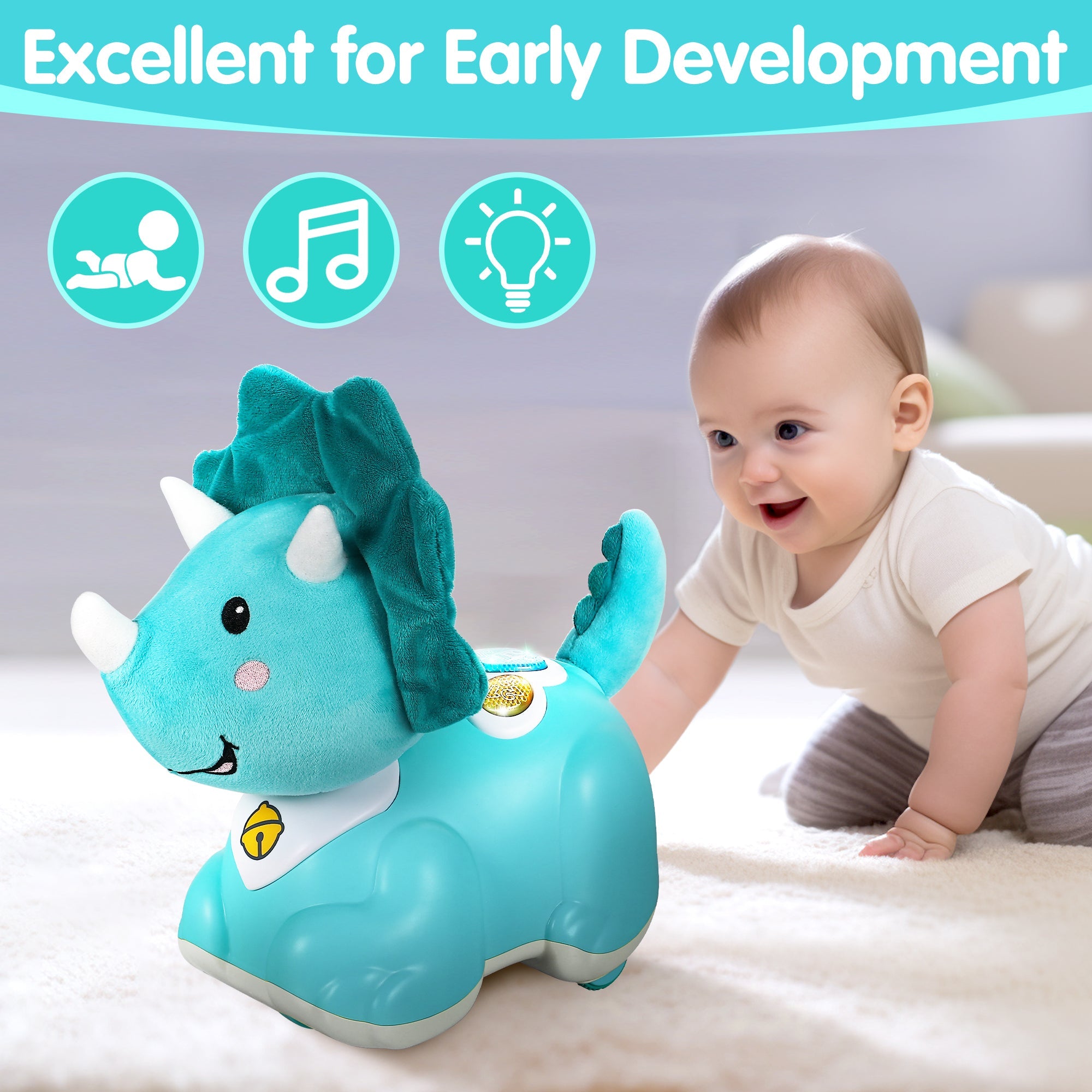 Peluche Dinosaure Musicale Fidtoy avec Lumière et Son pour Bébés
