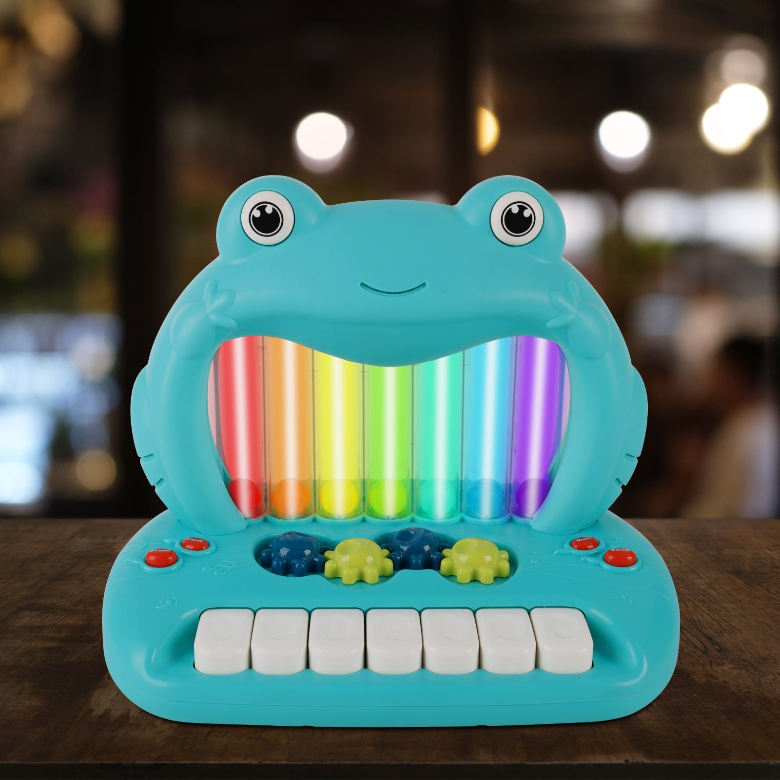 Juguete de piano de rana con bolas sopladoras para niños pequeños, teclado musical educativo con luces y sonidos, juguete de desarrollo de aprendizaje temprano con bolas de colores y teclas de piano para niños y niñas de más de 18 meses