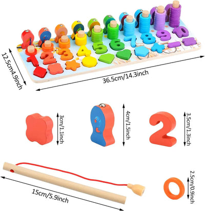Fidtoy Wooden Magnetic Fish Counting Board Montessori Toy