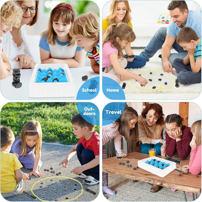 Fidtoy Magnetic Effect Chess Stone Family Board Game, Magnetic Stone Strategy Game with Sponge Board, Game Rope and Storage Bag, Family Logic Board Game Ages 3+