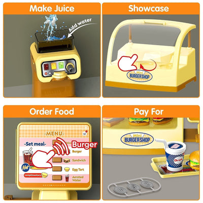 Fidtoy – Série de jeux d'imitation pour enfants, magasin de burgers, ensemble de jeu de rôle de cuisine de 25 pièces, jouet éducatif pour enfants de 3 ans et plus