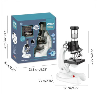 Fidtoy STEAM Science Explore Microscope Experiment Kit for Kids, 100X 600X 1200X Beginner Microscope Learning Toy with Slides and Accessories