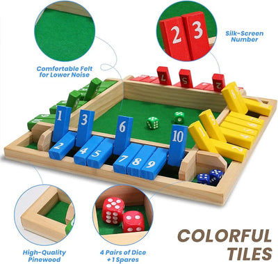 Fidtoy Colorful Wooden Dice Number Game for Family Montessori Math Board Game