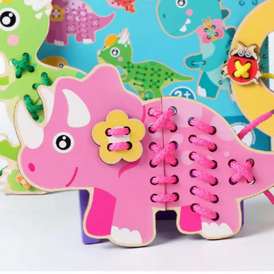 Dinosaurio de Madera con Hilo para Coordinación Ojo-Mano - 684