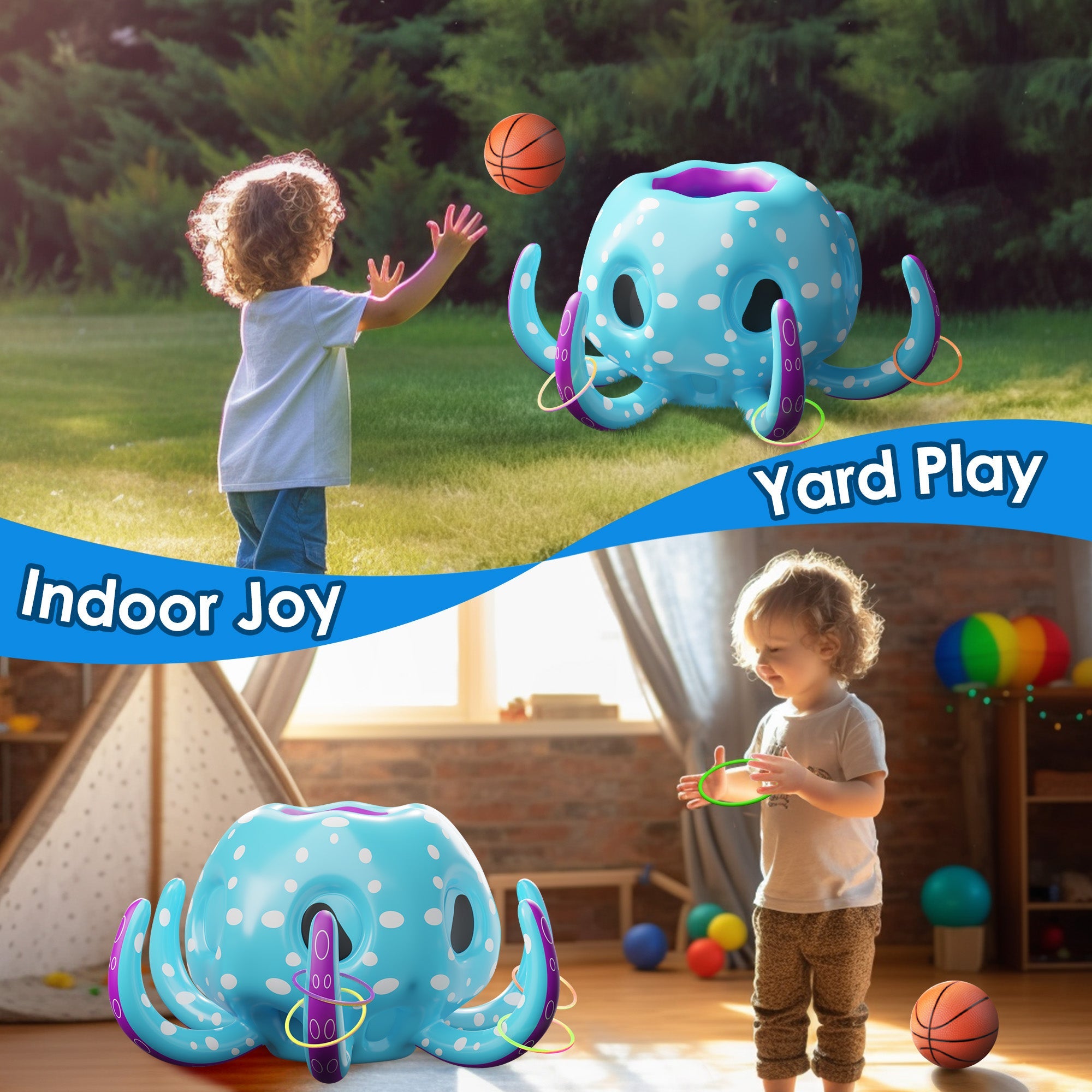 Jeu de piscine pieuvre gonflable 2-en-1 Fidtoy, jouet d'été