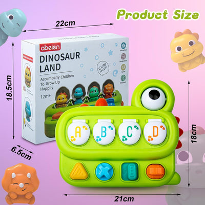 Fidtoy Dinosaur Alphabet Pop Up Toy for Toddlers | Montessori Cause and Effect Learning Toy for Fine Motor Skills