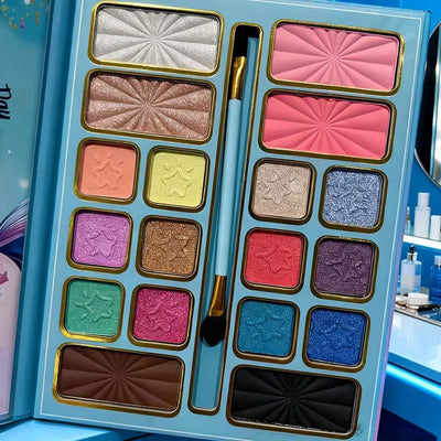 Fidtoy Unicorn Children's Makeup Eye Shadow and Face Set 18 Pieces | Kids Pretend Beauty Play Palette, Washable Dress-Up Makeup, Color Creativity & Party Role Play Toy Age 5+