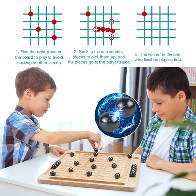 Juego de mesa magnético para niños y adultos – Divertido juguete de puzle familiar con rocas magnéticas y juego de estrategia