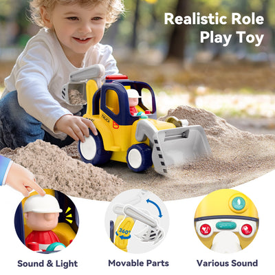 Fidtoy Camion de chantier télécommandé avec lumières et sons pour les tout-petits