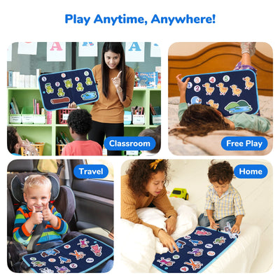 CHEFAN Tablero de fieltro para niños pequeños, tablero de franela para contar historias con piezas de fieltro de 5 patitos, 5 monitos y 5 ranitas verdes para actividades preescolares, 4 juegos