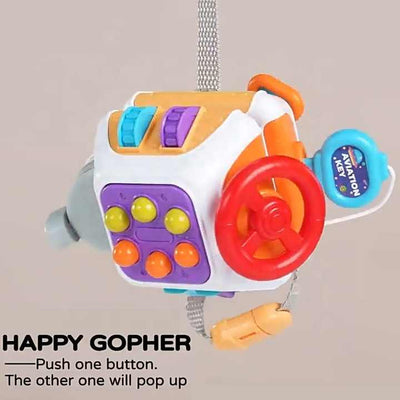 Fidtoy Cube d'activités Montessori 10 en 1, cube d'activités sensoriel en plastique avec 10 panneaux d'activités, jouets rotatifs, volant, clés à assortir et interrupteurs, pour les 6 mois et plus