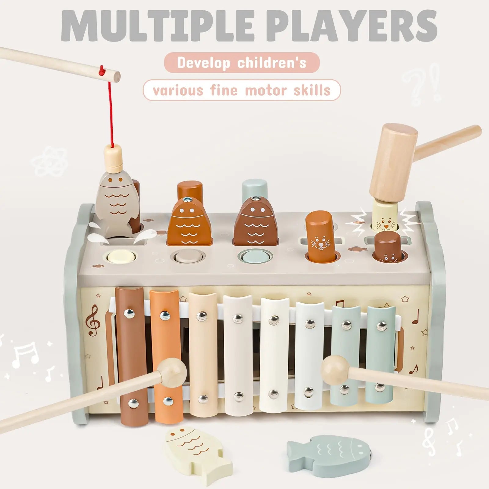 Fidtoy Sensory Music Toy Set for Toddlers - Montessori Educational Wooden Toy