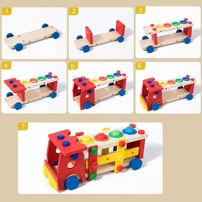 Fidtoy Kit de voiture en bois à remonter avec écrous et vis, jouet de construction pour enfants de 3 à 8 ans