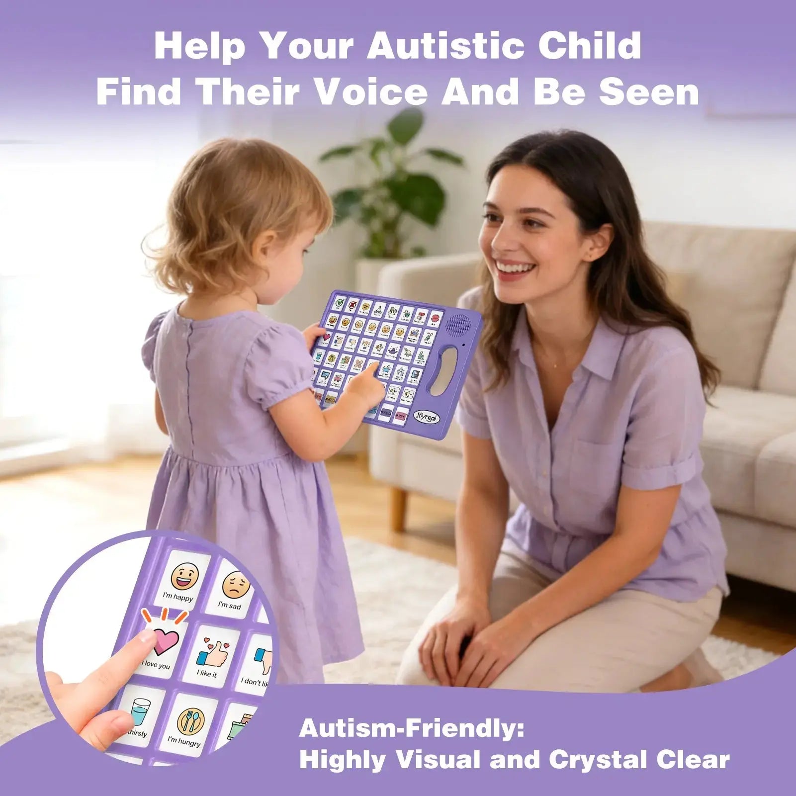 Dispositif de communication AAC Fidtoy pour l'autisme - Aide vocale bilingue pour les tout-petits