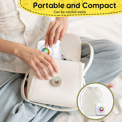 Fidtoy Mini Portable Pocket Thermal Bluetooth Printer with LED Light for Kids Students Notes Labels Crafts