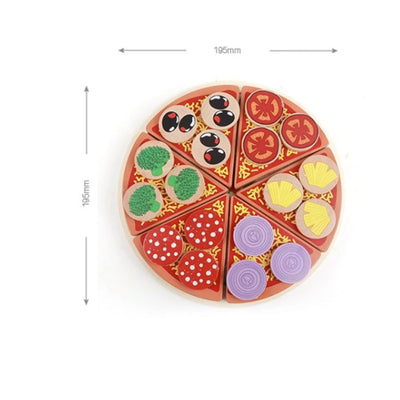 Ensemble de jeu de pizza en bois - Jouets de motricité fine