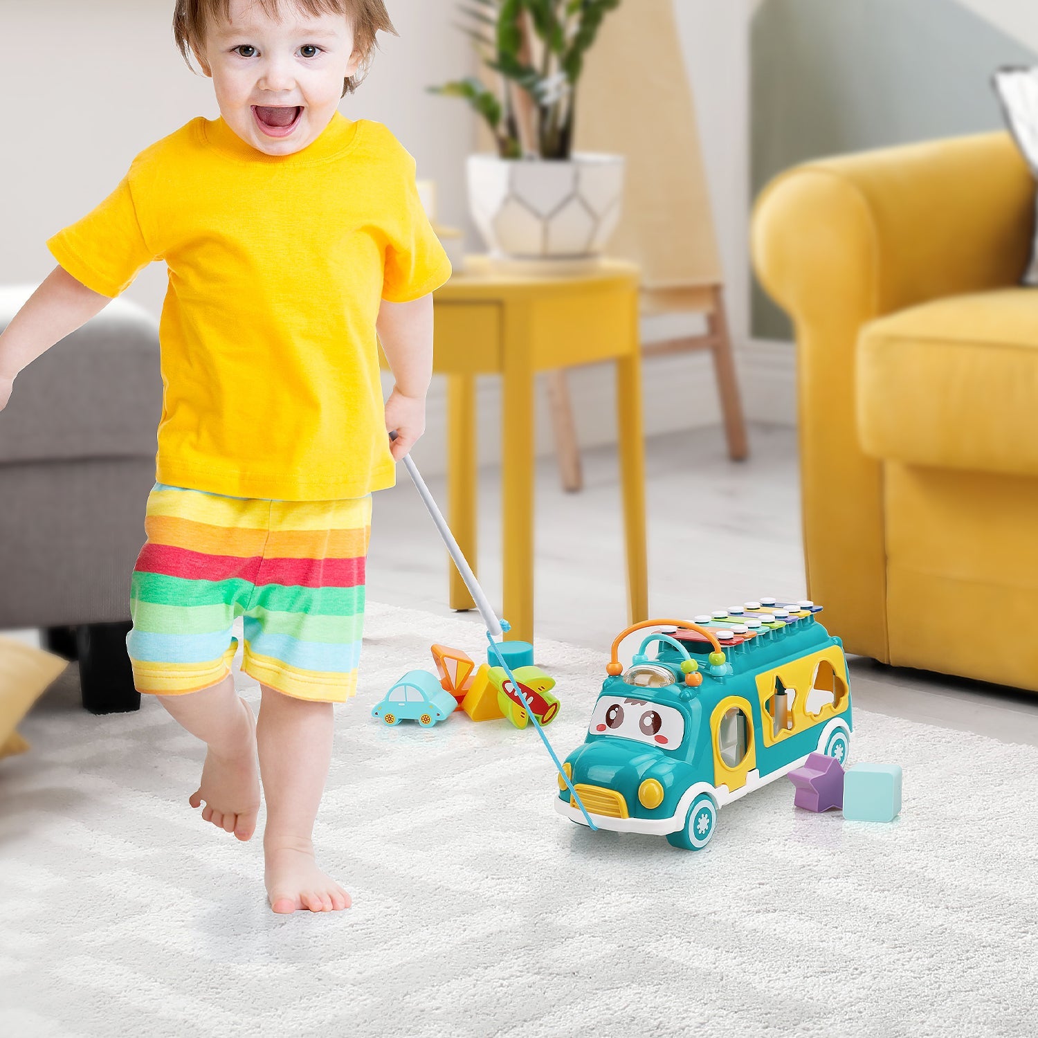 Fidtoy Bus Trieur de Formes Musical pour Tout-Petits 12 Mois et Plus