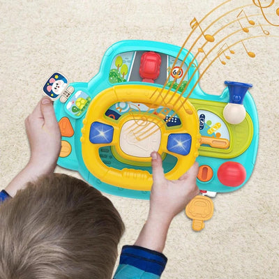 Fidtoy Interactive Steering Wheel Navigation Bridge Play Set for Babies Car Ride Pretend Driving Toy