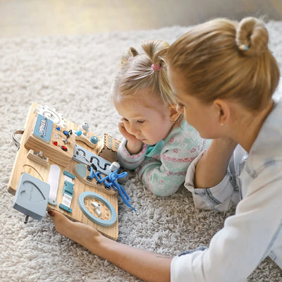 Tabla de actividades Montessori - Juguete para el desarrollo sensorial y la motricidad fina en niños pequeños