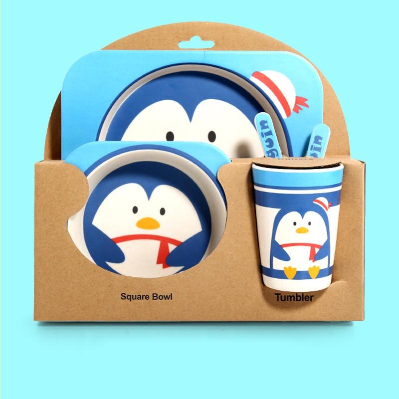 Fidtoy Service de vaisselle en bambou pour enfants – Ensemble repas 5 pièces Assiette Bol Tasse Cuillère Fourchette pour tout-petings