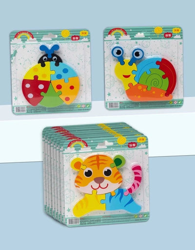 Fidtoy 3D Cute Learning Animal Jigsaw Puzzle - Random Design, Wooden Animal Puzzle for Toddlers, Preschool Spatial Skills and Early Learning Toy Ages 2-6