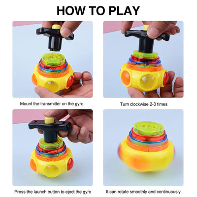 Fidtoy Light and Music UFO Gyro Spinning Top Toy for Kids Active Sensory Indoor Fun