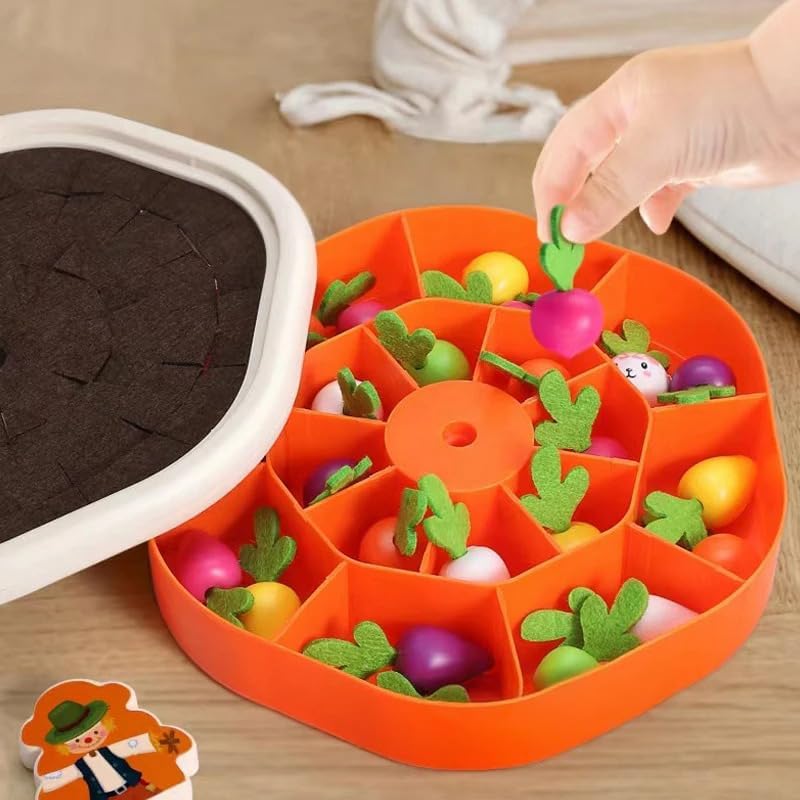 Juego de memoria de tirar zanahorias Fidtoy Radish Farm para niños