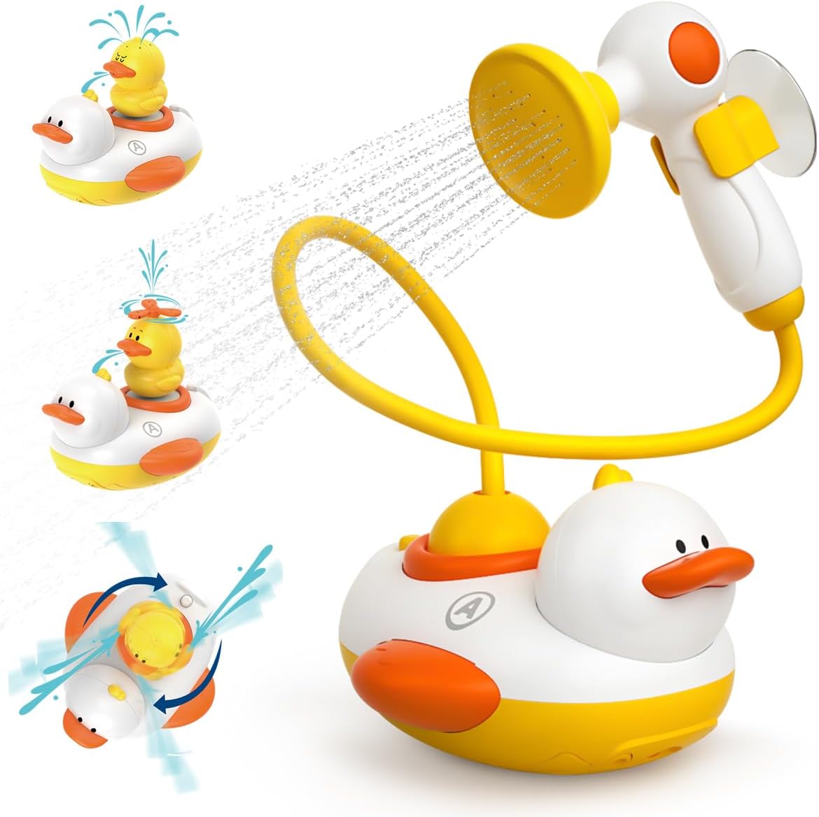 Juego de juguetes de baño Fidtoy Duck con patos rociadores y cabezales de ducha