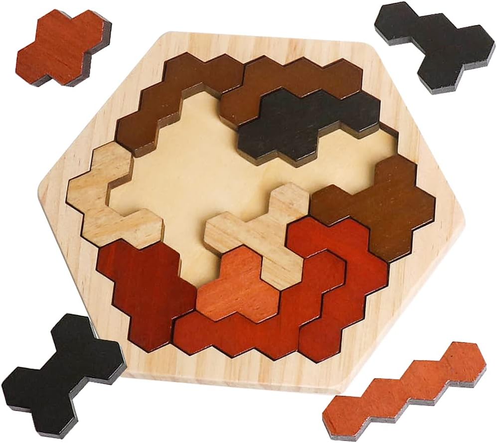 Fidtoy Tangram en Bois Coloré – Puzzle Montessori en Bois pour Bébés et Enfants d'âge Préscolaire