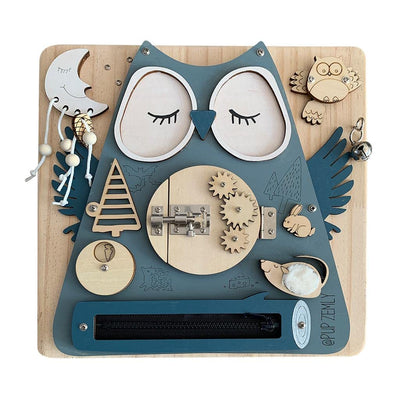 Fidtoy Montessori Busy Board – Chouette (Owl) Wooden Sensory Activity Toy for Toddlers