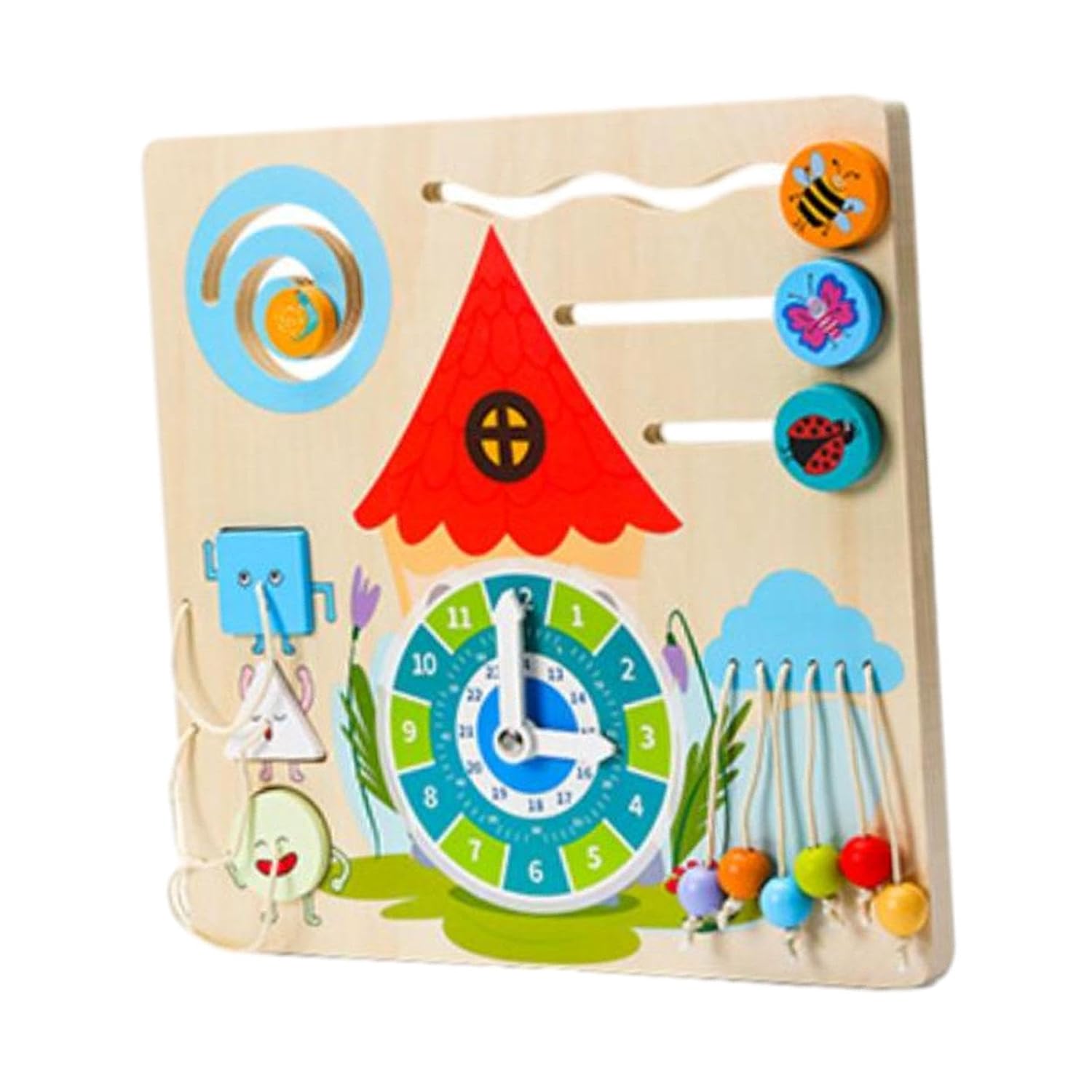 Lyla Tablero de Actividades de Madera Montessori Juguete para Regalo de Cumpleaños Niños Juguete de Avión para Viaje Estilo C