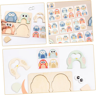 Fidtoy Animal Expression Puzzle Montessori Wooden Matching Puzzle Toy for Kids Emotional Learning Face Matching Fine Motor Skills Educational Gift