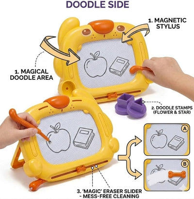 Fidtoy Puppy Drawing Slate and Magnetic Number Color Maze Game 2-in-1 Learning Board for Kids Ages 2-6
