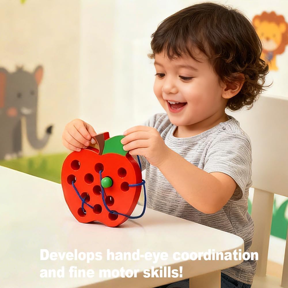 ✅ Juguetes educativos de madera Montessori - "Gusano come fruta"