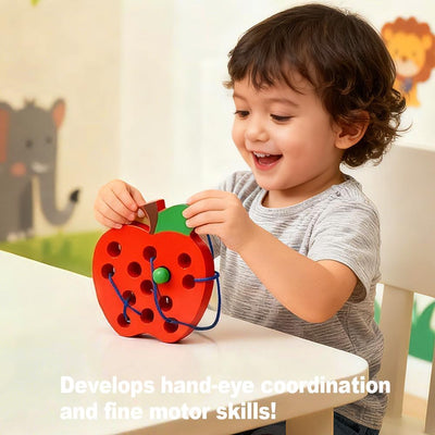 ✅ Juguetes educativos de madera Montessori - "Gusano come fruta"