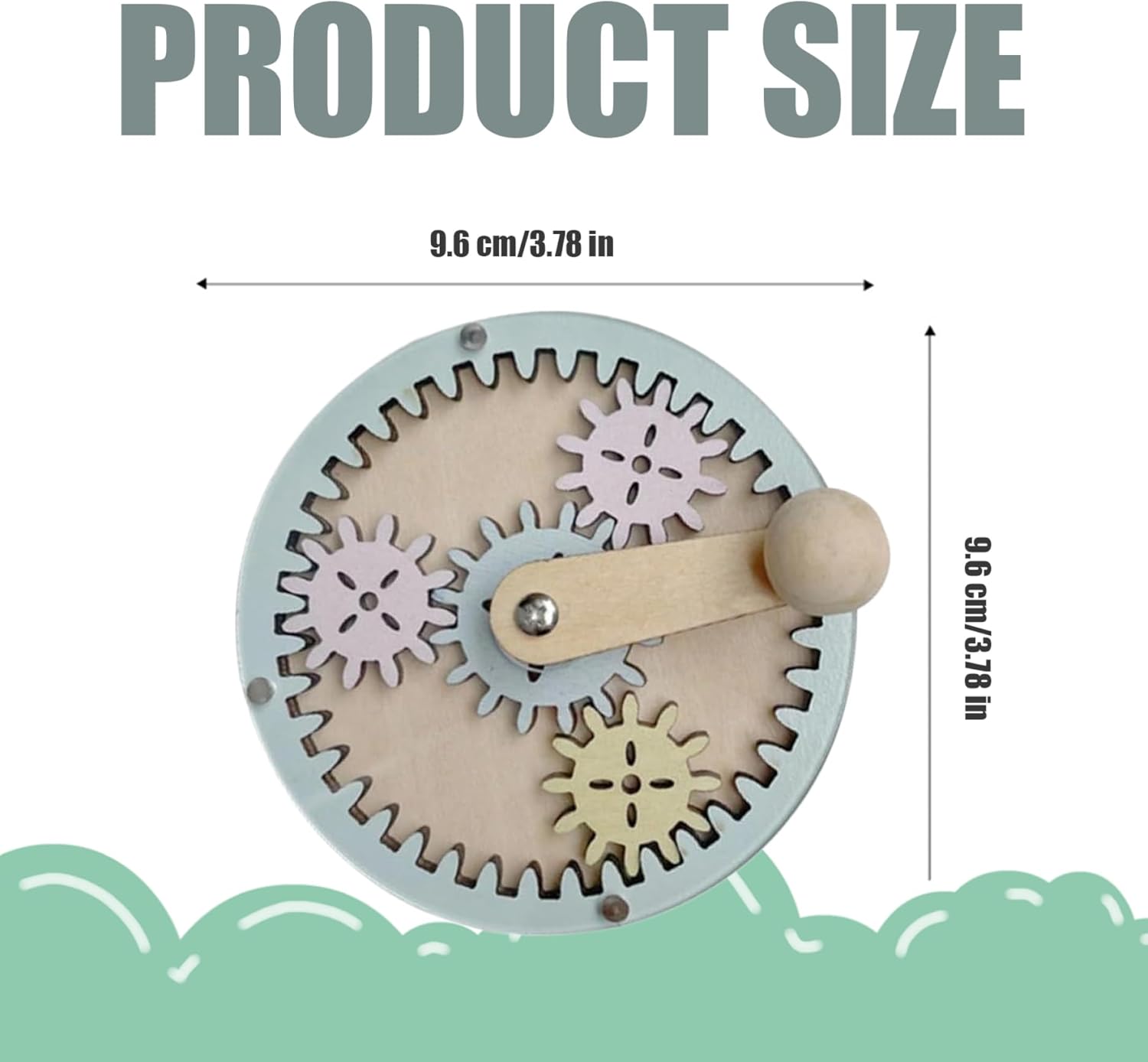 Kids Busy Board Wooden Gear Toy for 2-3 Year Old Children Gear Toy with Manual Crank